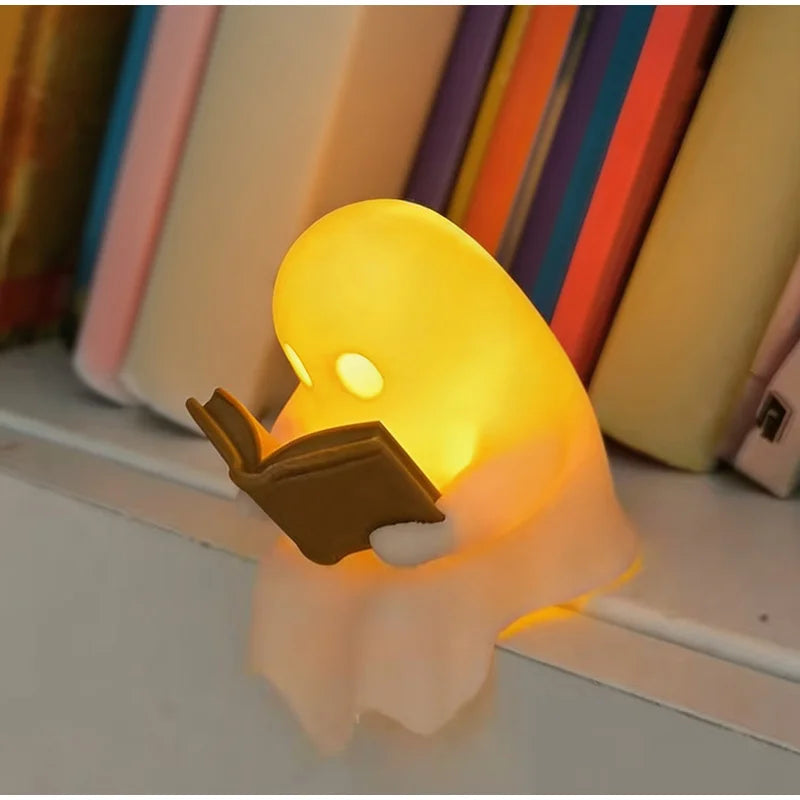 Halloween Desktop Luminous Reading Ghost Ornaments Ghost Books With Led Crafts With Lights Holiday Party Office Decoration Gifts