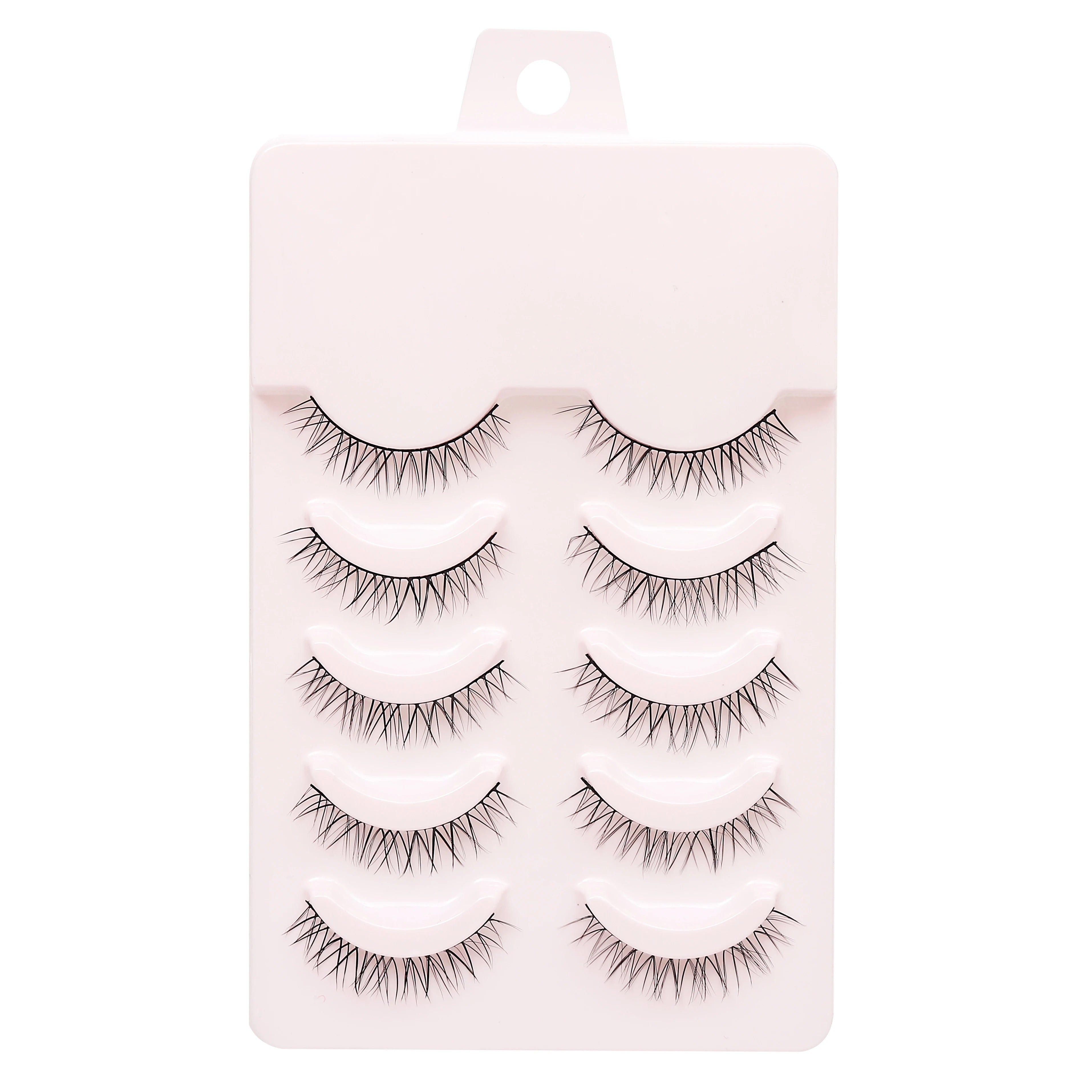 LTWEGO Fake Eyelash Mink Lashes 5 Pairs Little Devil Eyelashes Natural Daily Makeup Manga Eyelashes Clear Band Eyelashes Cilios