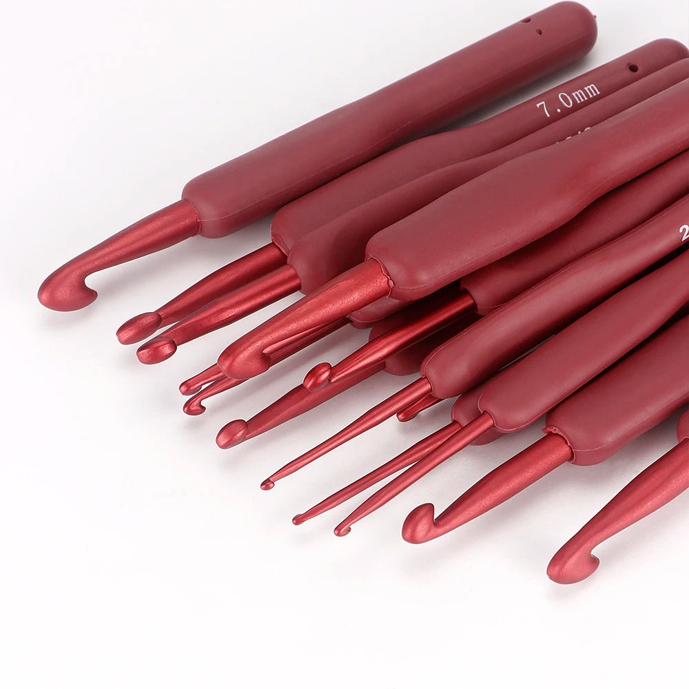 14pc/set Red Knitting Needles Set, DIY Crochet Hooks Kit, DIY Hand Weaving Sweater & Creative Woven Art Project Tool Kit