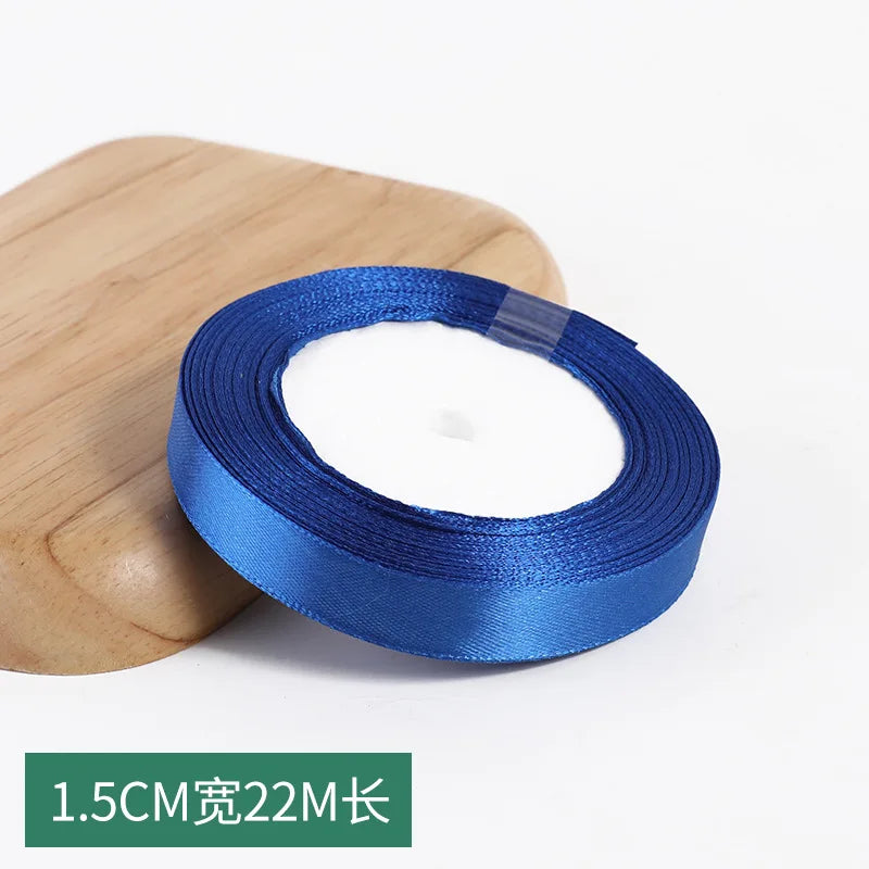 6mm~50mm Royal Blue Satin Ribbon 25Yards/roll Single Face Gift Wrapping Christmas New Year Apparel Sewing Fabric Gift Ribbon