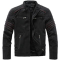 New Pilot Jackets Men's PU Jacket Fashion Casual Stand Collar Motorcycle Coats Trend Men Embroider Windbreak Warm Leather Jacket