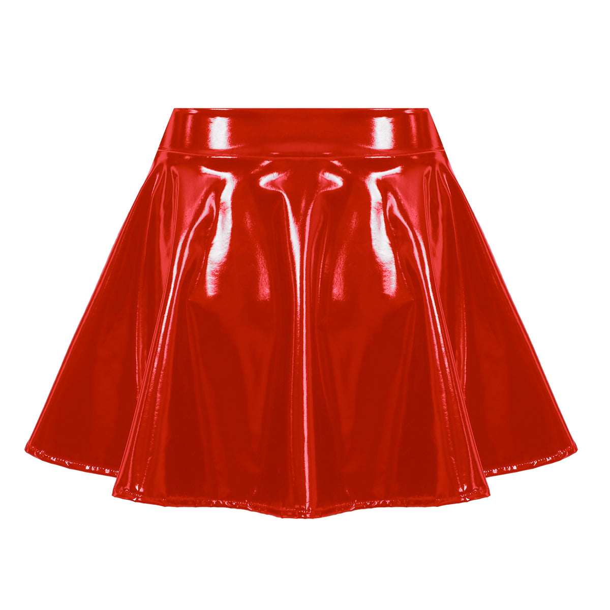 Sexy Women Wetlook PVC Leather Ruffled Skirts Party Low Waist Built-in Thongs Mini Skirt with Garter Belts Metal Clips Set Club