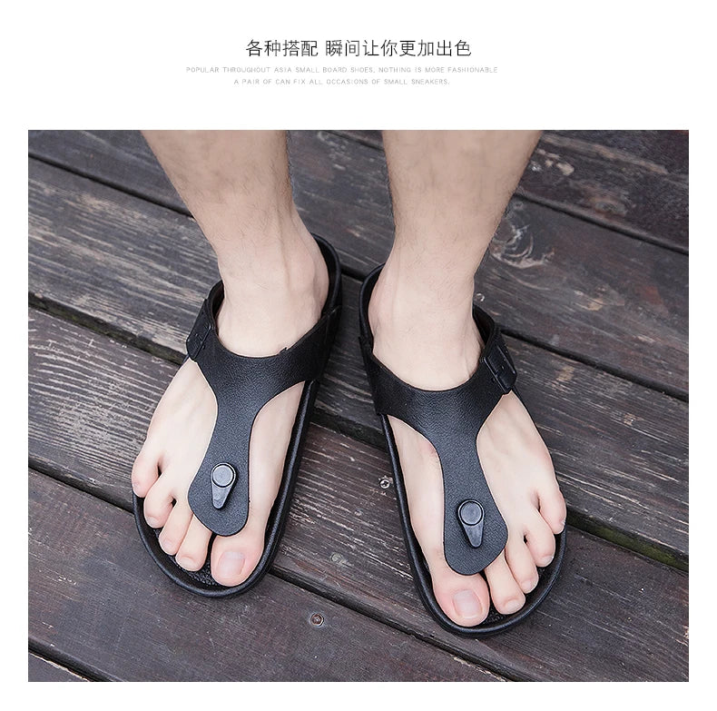2026 New Summer Flip-flops for Men, Anti-slip, Trendy and Casual Solid-color Beach Shoes
