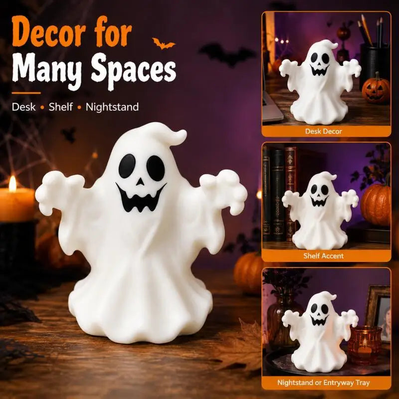 Halloween Ghost Figurine, Cute Spooky Desktop Ornament for Table, Shelf, Office, Home Party Seasonal Decor