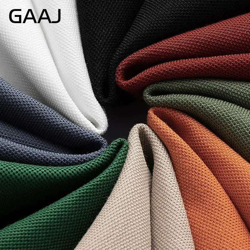 GAAJ Business Polo Shirt Men,Casual Brand Tops,Striped Collar T shirt,High Quality Cotton Tee,Social Poloshirt,Menswear Clothes
