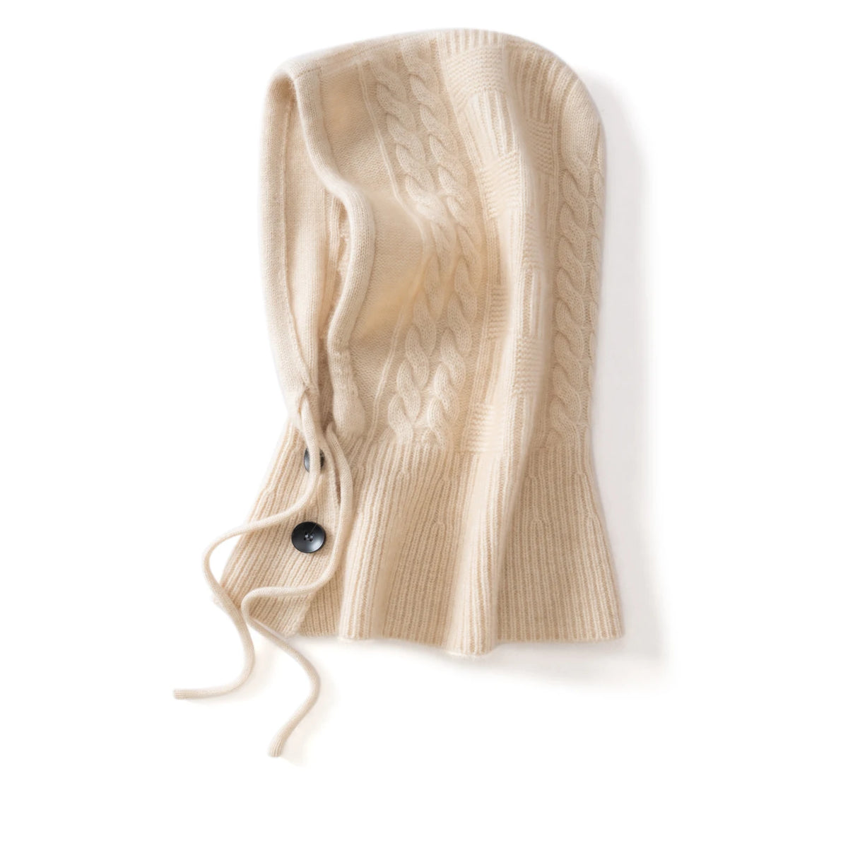 100%Quality Cashmere Balaclava Hoods For Women Warm Ring Scarf Beanie Hat Windproof Hooded Button-up Neck Collar Knitted Hat