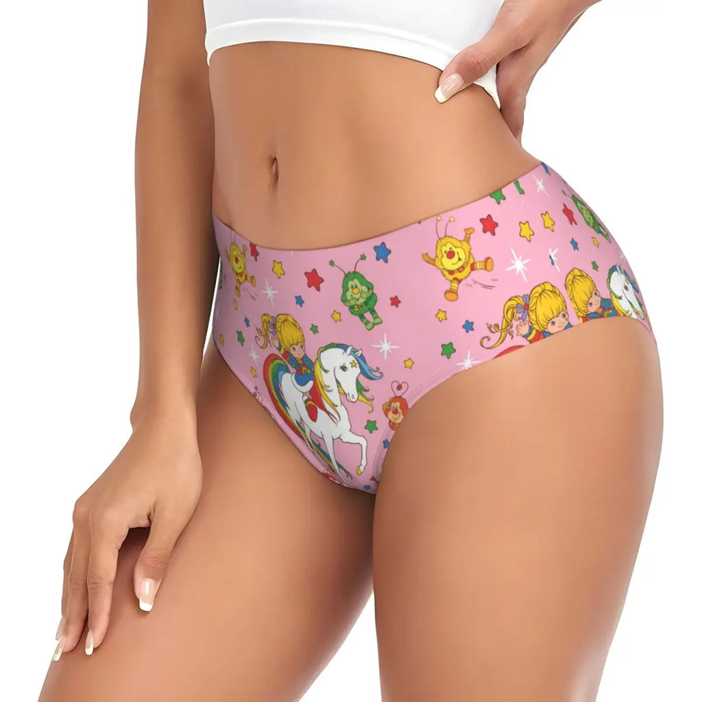 Custom Womens Cartoon Cute R-Rainbows B-Brite Anime Panties Comfort Briefs Underwear
