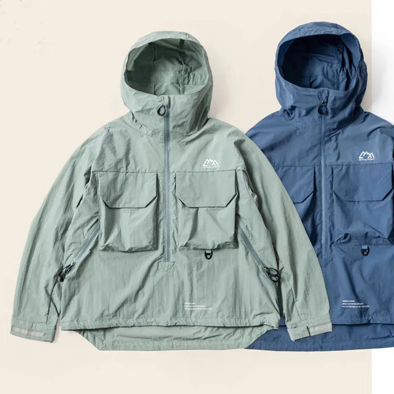 Loose Fitting Hooded Water Resistant Jacket Comfortable Long Sleeve Youthful Style Outerwear for Men And Women