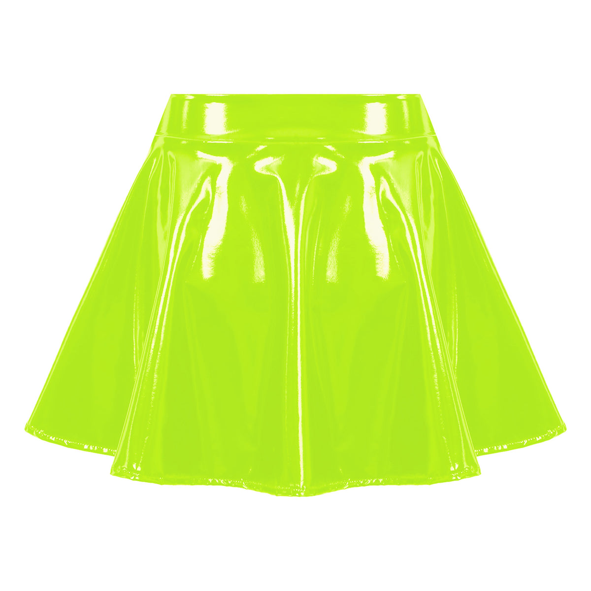 Sexy Women Wetlook PVC Leather Ruffled Skirts Party Low Waist Built-in Thongs Mini Skirt with Garter Belts Metal Clips Set Club