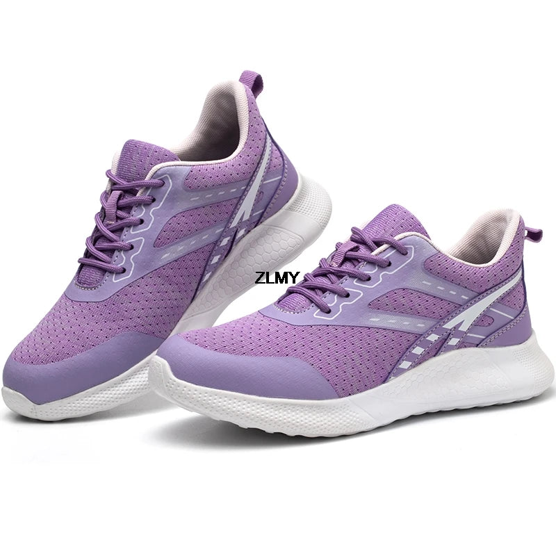 ZLMY New Women Safety Shoes Steel Toe Sneaker Lightweight Work Shoes Puncture Proof Work Safety Boots Woman Men Security Boots