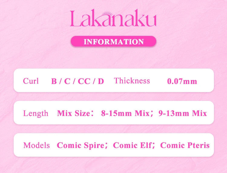LAKANAKU Spire Lashes Feather Individual Eyelash Extensions B/C/CC/D Cashmere Volume Premade Spikes Eyelashes