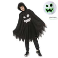 Halloween Costume Ghost Hooded Cape Luminous Glow Face Cloak Black White Ghost Costume For Trick Or Treat Carnival Party Cosplay