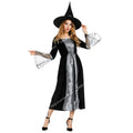 Halloween Dresses for women Witch Costume Sorceress Dress Lace Sleeves Spider Witch Dress Magic Hat Purple Gray Orange green