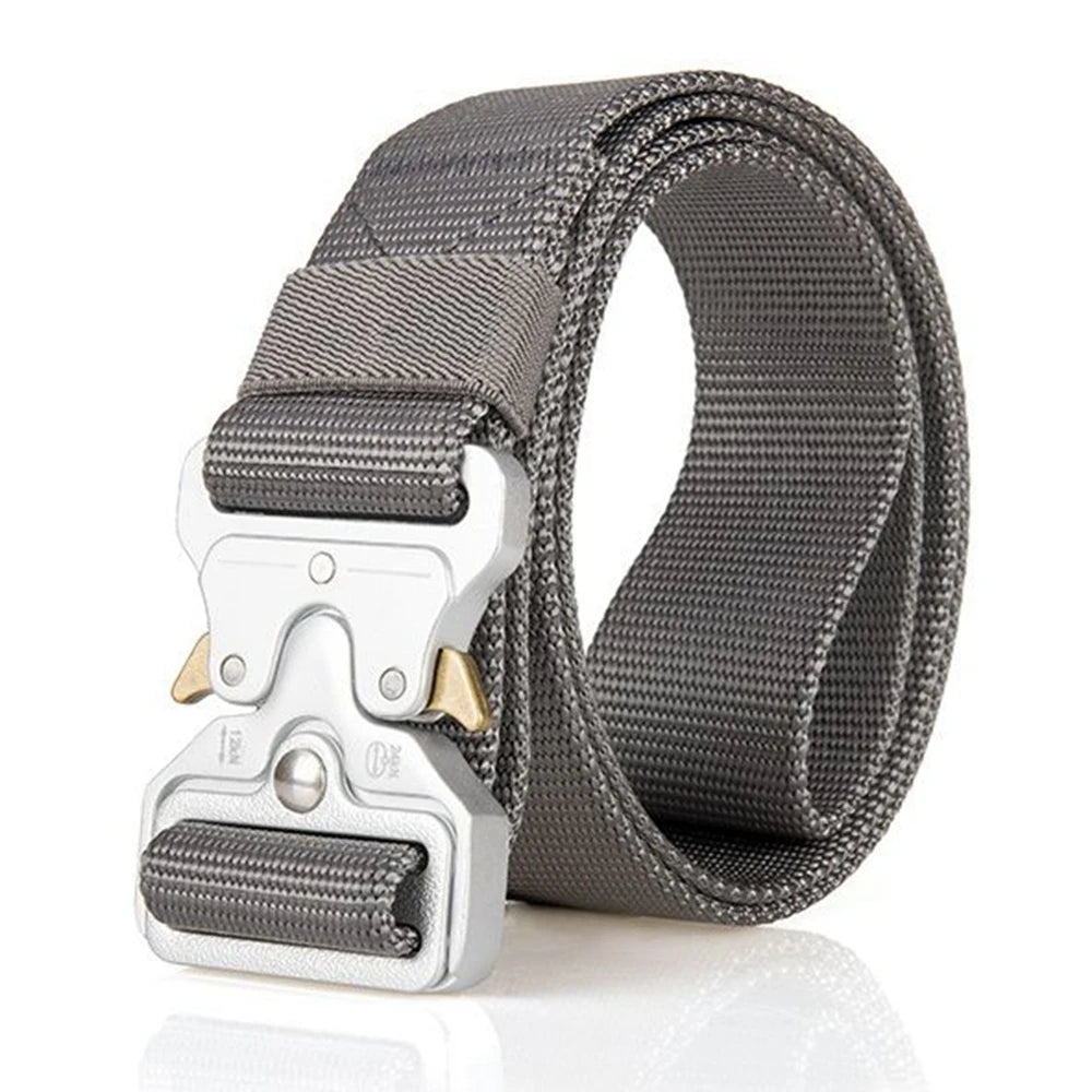 38mm Tactical Belt for Men Heavy Duty Nylon Waist Belt with Silver Buckle Unisex Designer Jeans Belt for Women