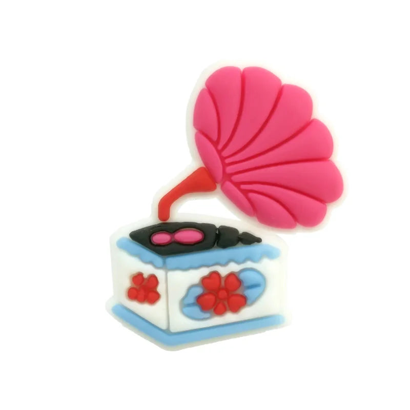 1PCS Nostalgic Series Shoe Charms Camera 80‘s Tape Lipstick Shoe Accessories Women Men Clog Buckle Decoration Tote Bag Pendant