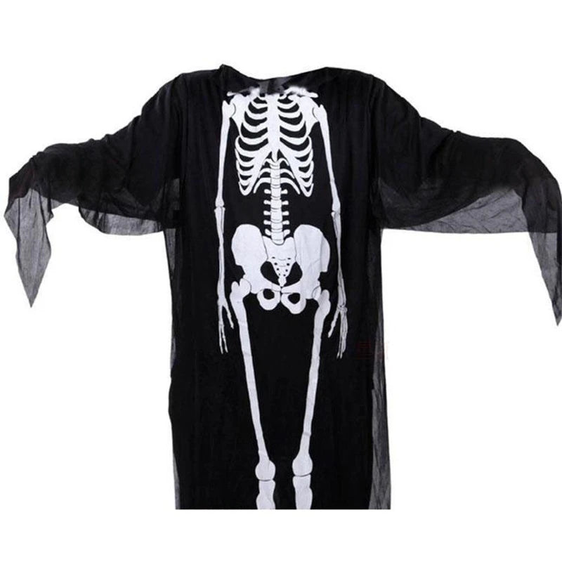 Halloween Adults Kids Cosplay Robes Skeleton Printed Masquerade Scary Costumes Cloak Carnival Party Clothes Stage Wear