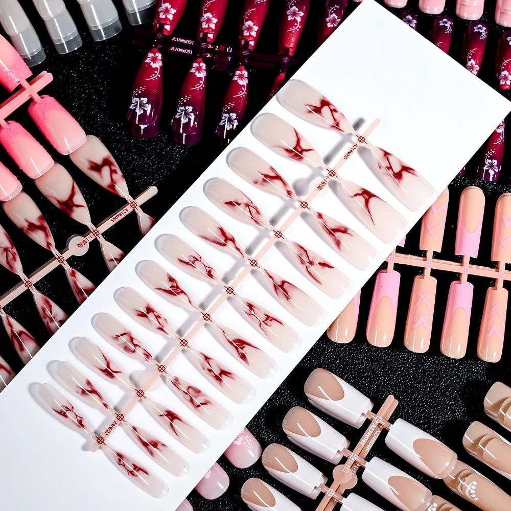 French Gel Nail Tips - 120Pcs French Tip Press On Nails Medium Coffin Ballet Almond Pre-applied Full Fake Nail Tips For Manicure