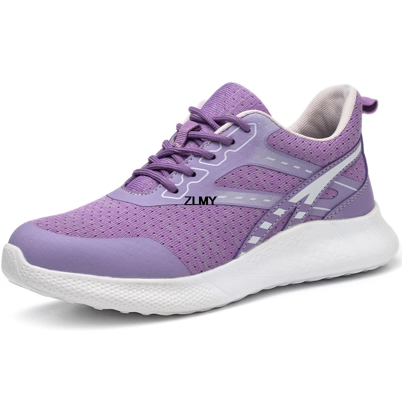 ZLMY New Women Safety Shoes Steel Toe Sneaker Lightweight Work Shoes Puncture Proof Work Safety Boots Woman Men Security Boots