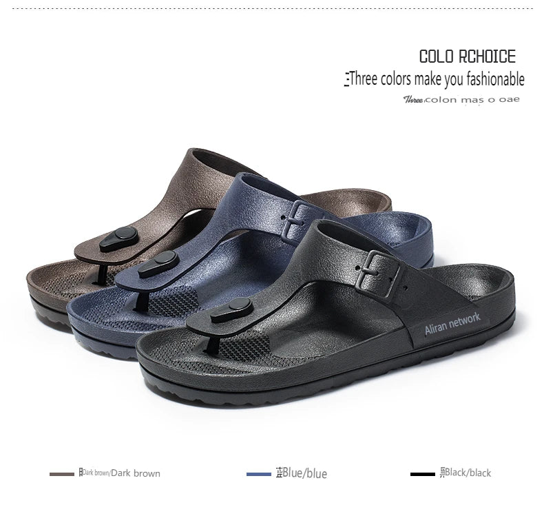 2026 New Summer Flip-flops for Men, Anti-slip, Trendy and Casual Solid-color Beach Shoes