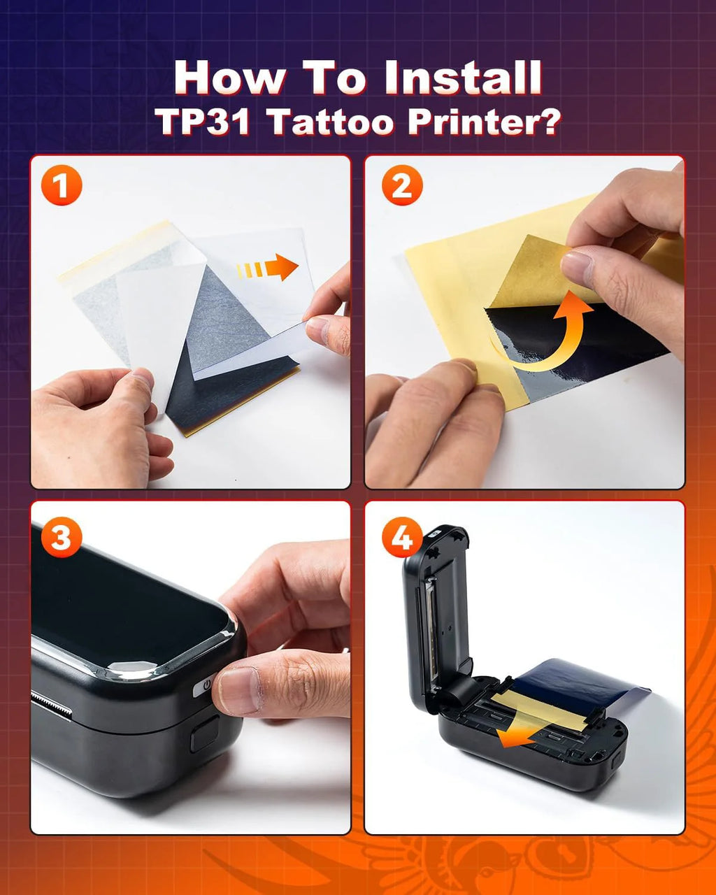 100pcs tattoo transfer paper 80mmx300mm template paper suitable MR3 TP31 tattoo thermal printer Body artist Tattoo accessories