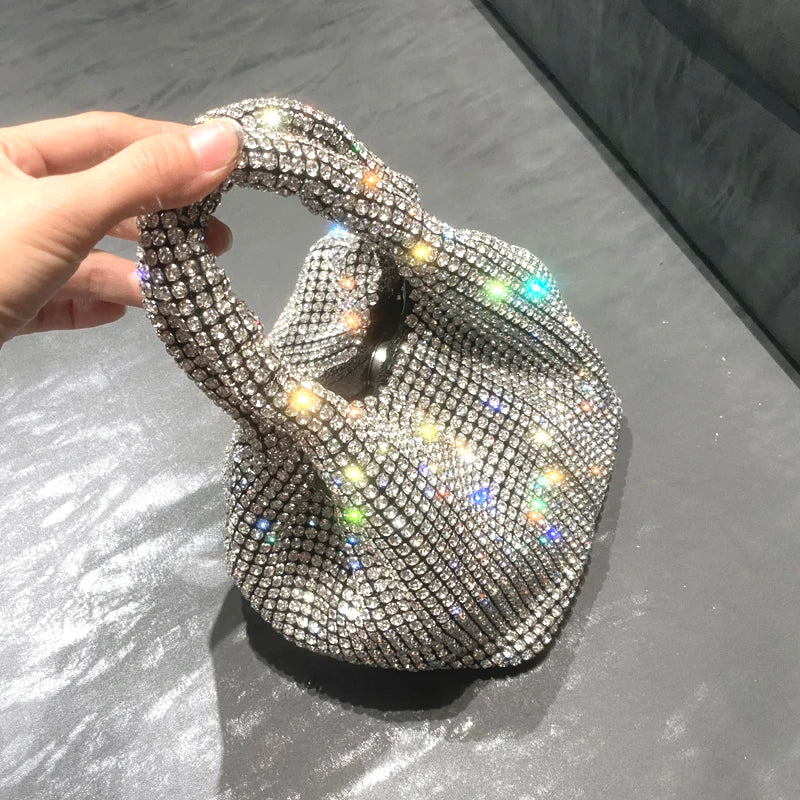 Shiny Crystal Clutch purse bucket Shoulder bag rhinestone Handmade purses and handbags luxury Designer Evening clutch Bag Purse