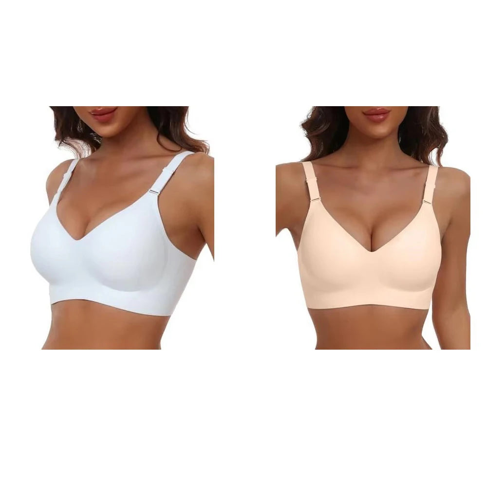 Women's Seamless Underwear 3/4 Cup and Thin Molded Cup Bra Wire-free Shaping Underwear Comfortable and Breathable Push Up