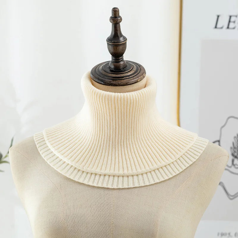 Knitted Fake Collar Ring Scarf For Woman Autumn Winter Warm Solid Color Neck Muffler Detachable Collar Scarves 25*17cm
