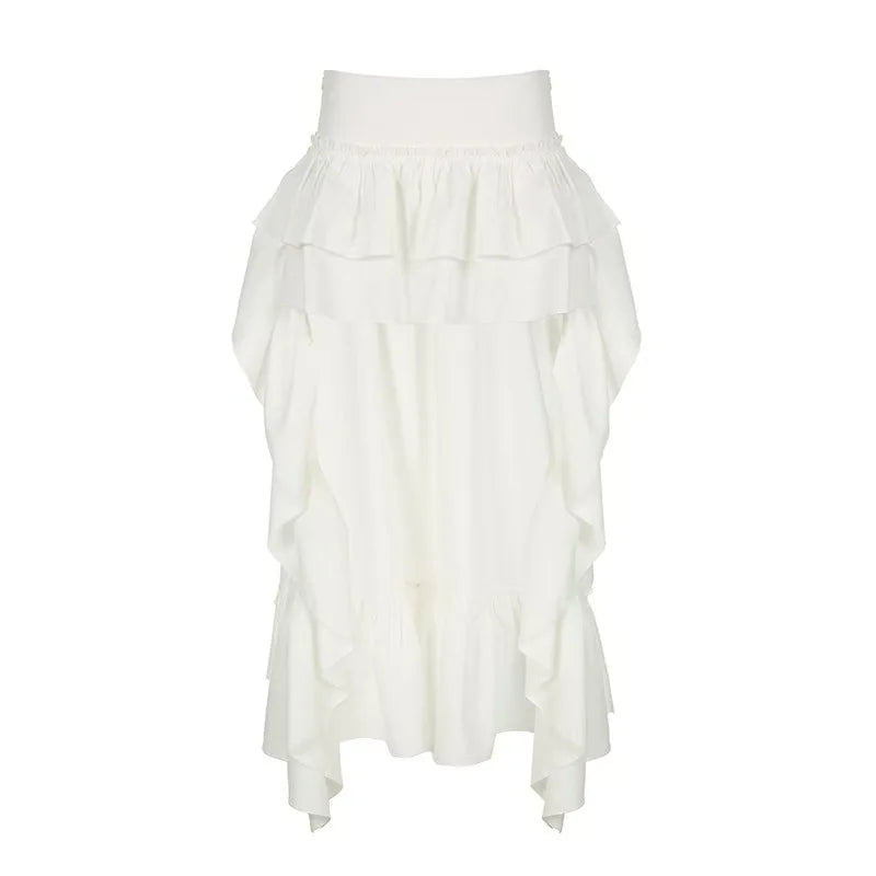 Sexy Party Long Tail Short Skirt Irregular Hem Pure Color Half-length Skirt Women's A-line Skirt Standard Fit Autumn 2025