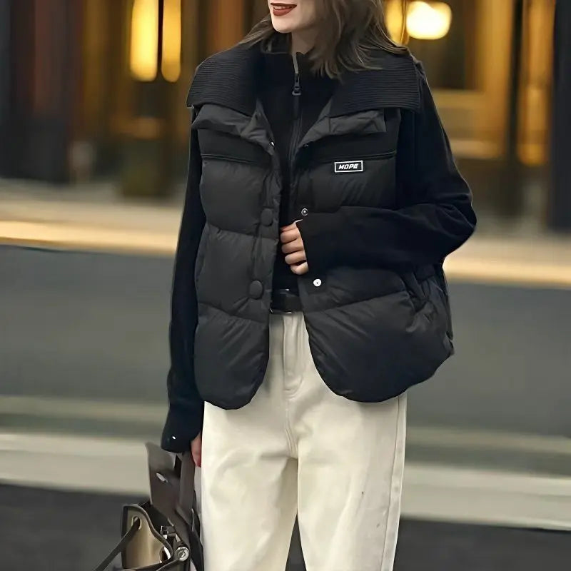 Women's Plus Size Down Cotton Coat Vest Cardigan Female 2025 Autumn Winter New Waistcoat Jacket Padded Sleeveless Overwear