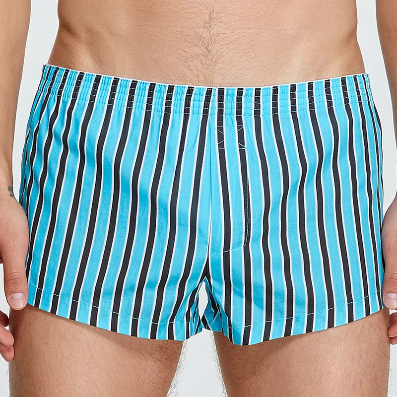 M-2XL Mens Cotton Underwear Boxer Shorts Casual Plaid Elastic Waistband Button Mens Boxer Underwear Comfortable Shorts for Home