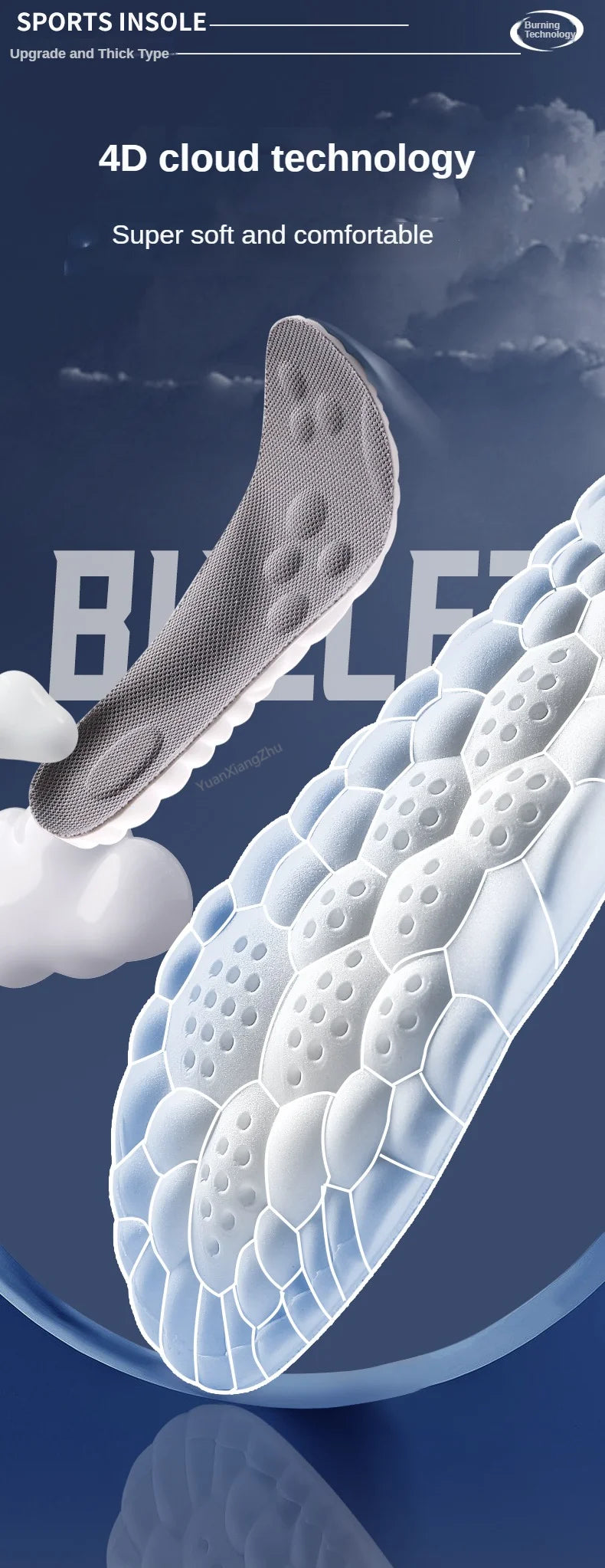 New 4D Massage Insoles Super Soft Sports Shoes Insole for Feet Running Baskets Shoe Sole Arch Support Orthopedic Inserts Unisex