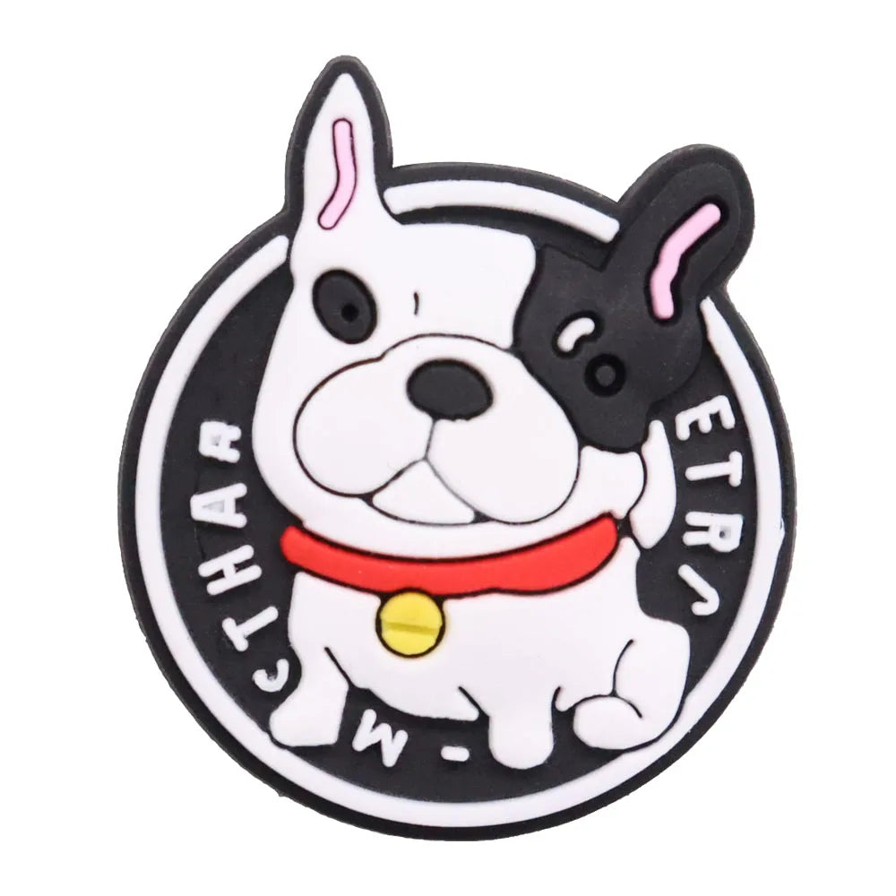 1PCS PVC Kawaii Animal Kinds Of Dog Mom Dad Sandals Shoe Decoration Charms Fit Wristbands Buckle Slipper Accessories Xmas Gifts