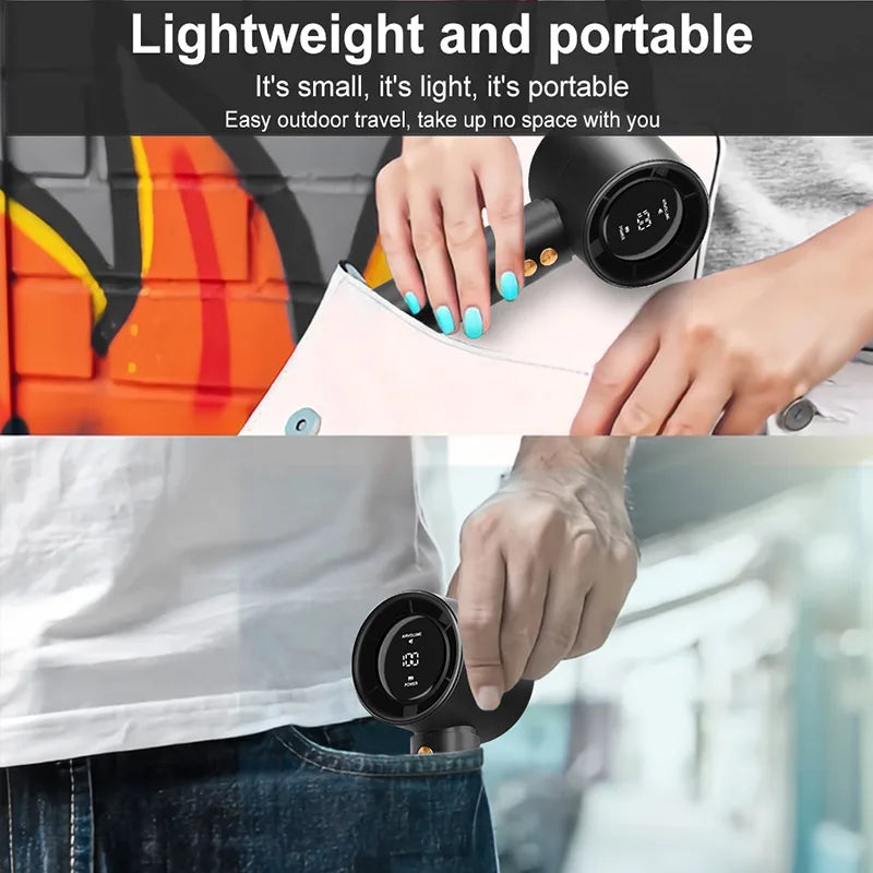 Portable Handheld Turbo Fan Air Cooler LED Display USB Rechargeable High-Speed Mini Electric Fan Quiet Cooling for Outdoor