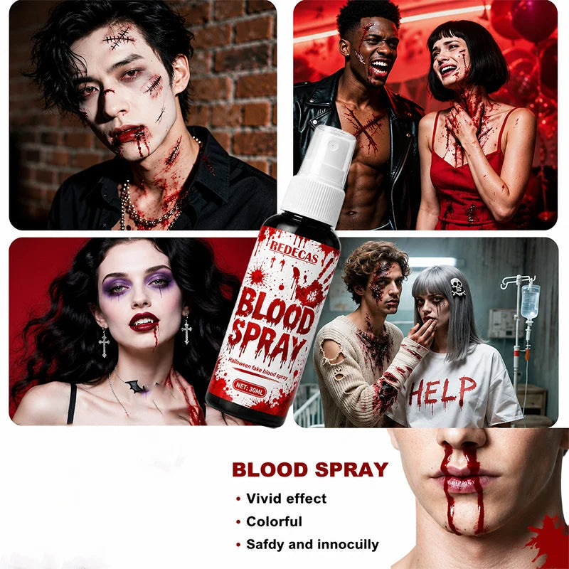Halloween Fake Blood Spray, Washable Skin-Safe Realistic Blood for Prank, Cosplay & Party, Easy-Clean Theatrical Blood.
