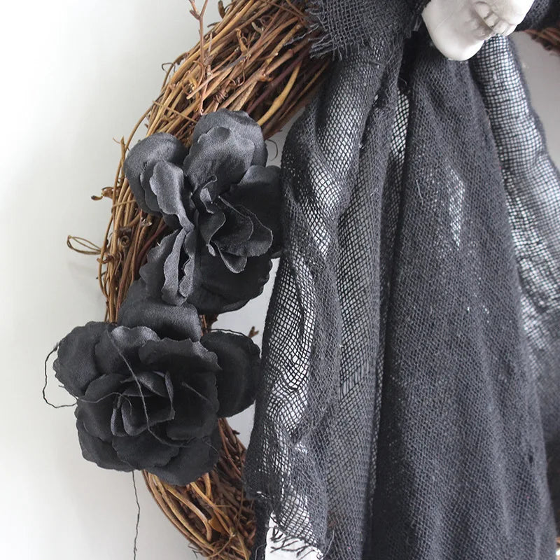 Halloween White Black Ghost Door Decorations Festival Horror Party Wreath Pendant Haunted House Decoration and Arrangement Props