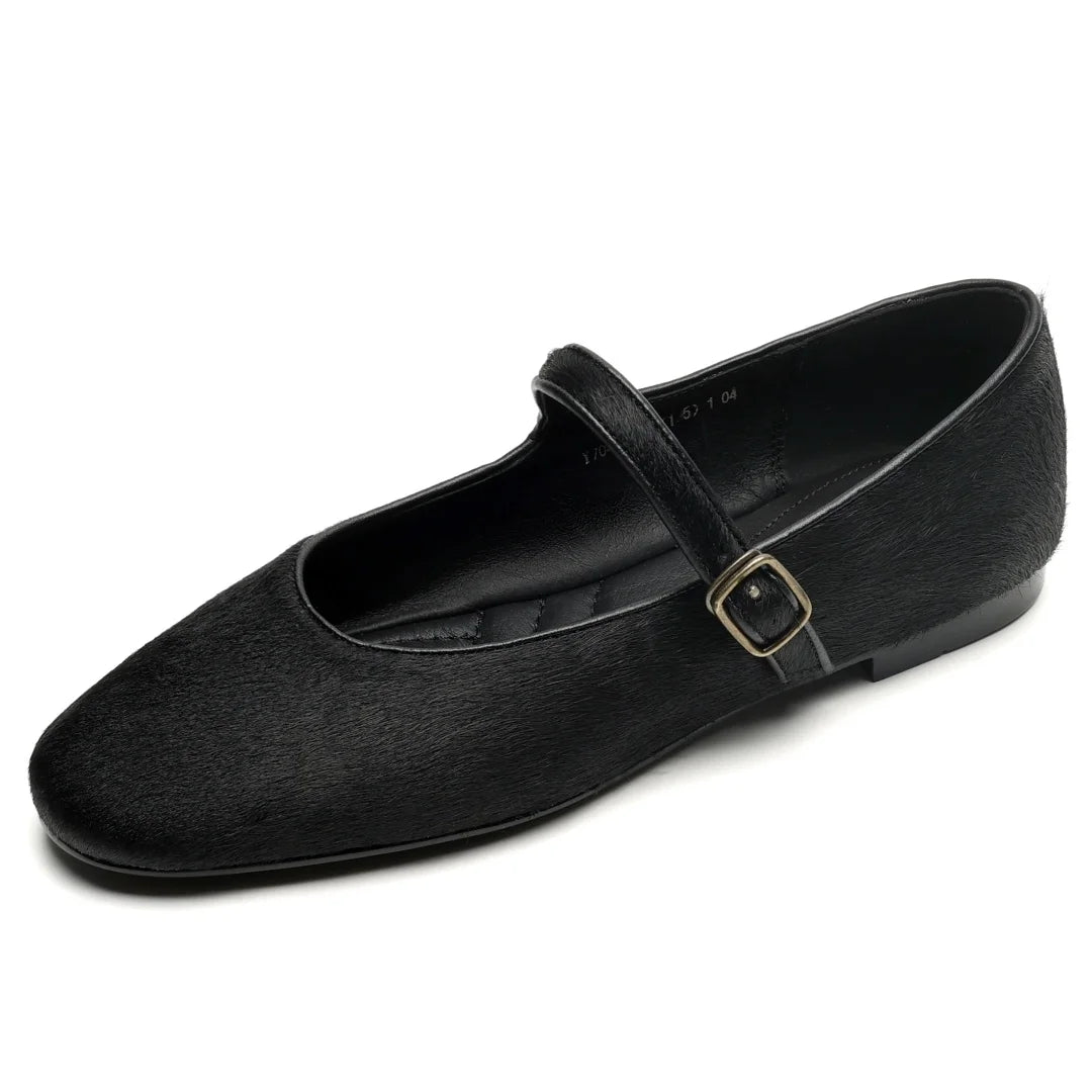 Plus size 34-43 women's leopard horsehair slip-on Mary Jane flats round toe casual female slim daily ballerinas shoes for woman
