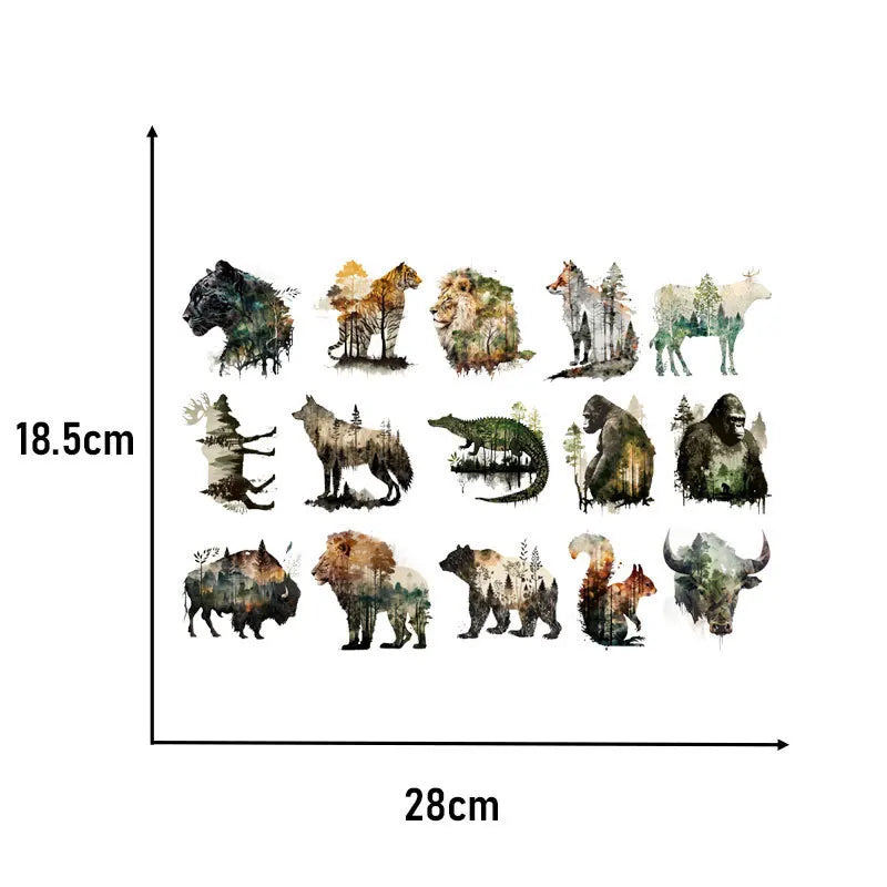 Landscape Animals Patches On Clothes Wolf Tiger fox Sticker Clothes Decoration Diy Accessory Print On T-Shirt Iron On Patch
