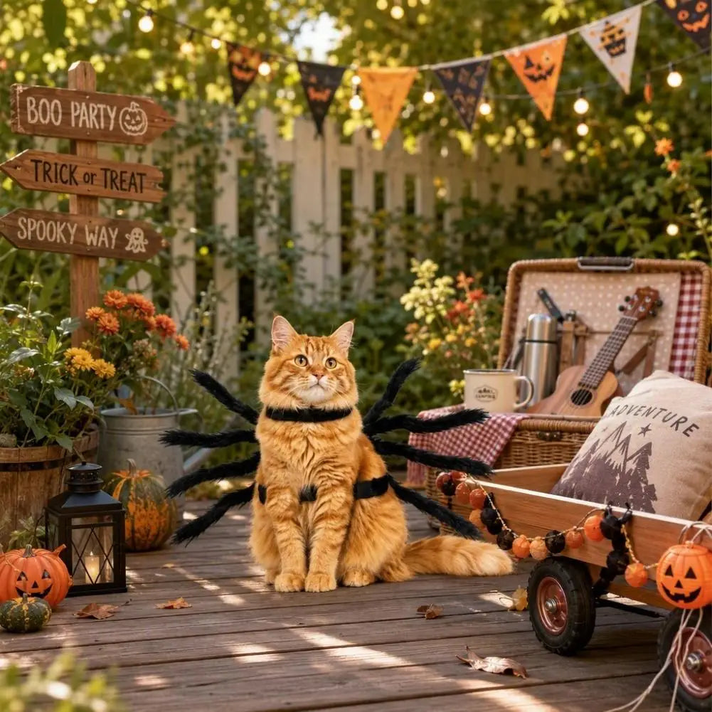 Halloween Dog Cat Spider Costume Funny Pet Cosplay Clothes Realistic Furry Chest Back Design Party Costumes for Small Medium Pet
