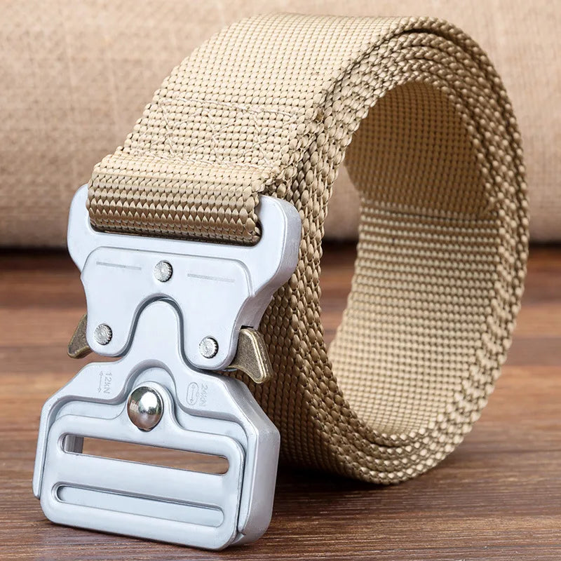 38mm Tactical Belt for Men Heavy Duty Nylon Waist Belt with Silver Buckle Unisex Designer Jeans Belt for Women
