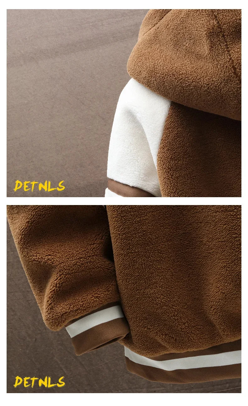 2023 Men's Hooded Jackets Japan Fashion Streetwear Harajuku Coats Men Autumn Winter Men Clothing Wool Jackets Embroidery Jacket