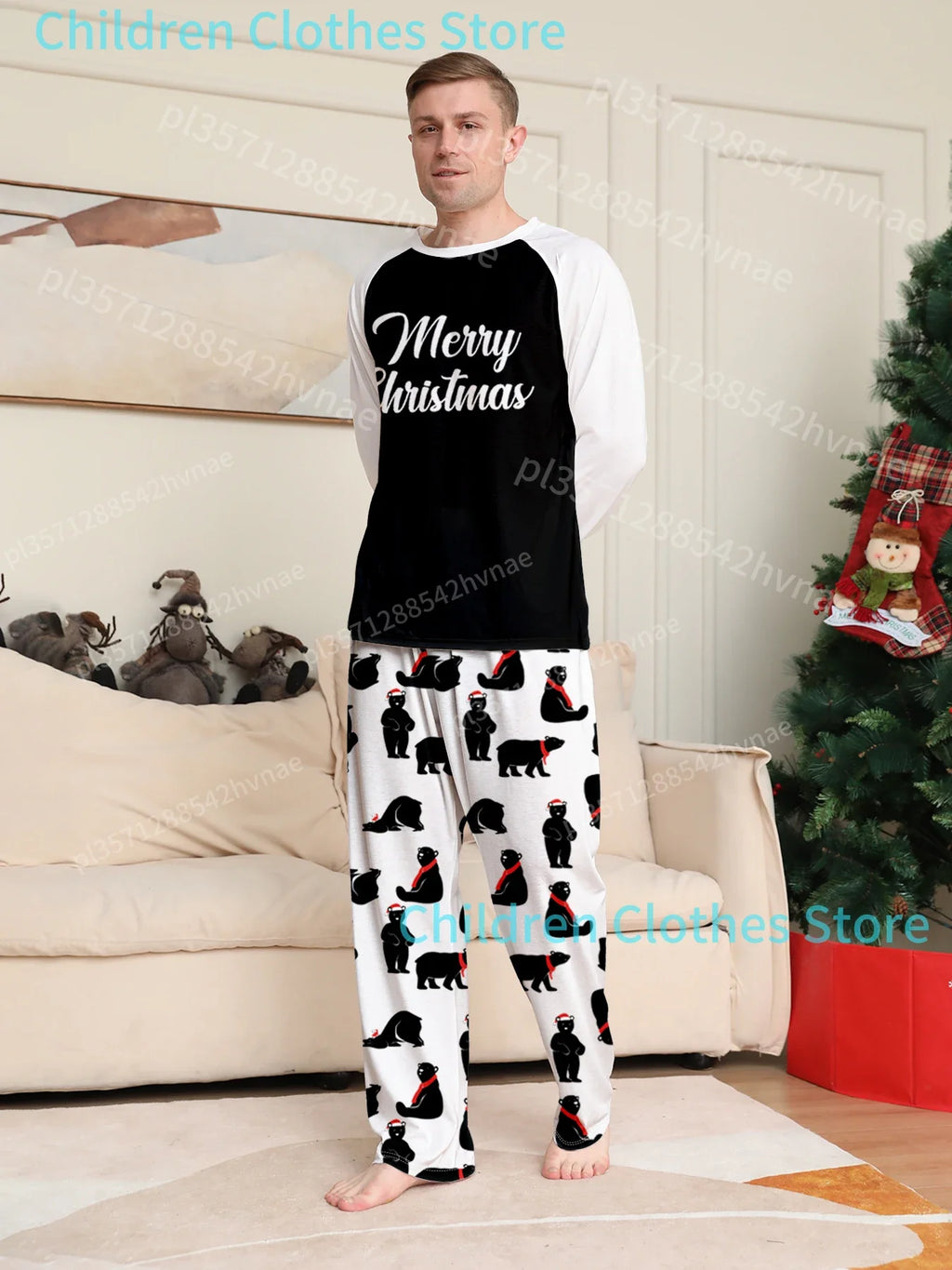 Family Christmas Pajama Sets - Red - Green Plaid Design with Elk Patterns, Comfortable for Holidays