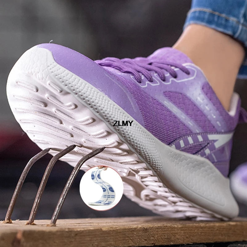ZLMY New Women Safety Shoes Steel Toe Sneaker Lightweight Work Shoes Puncture Proof Work Safety Boots Woman Men Security Boots