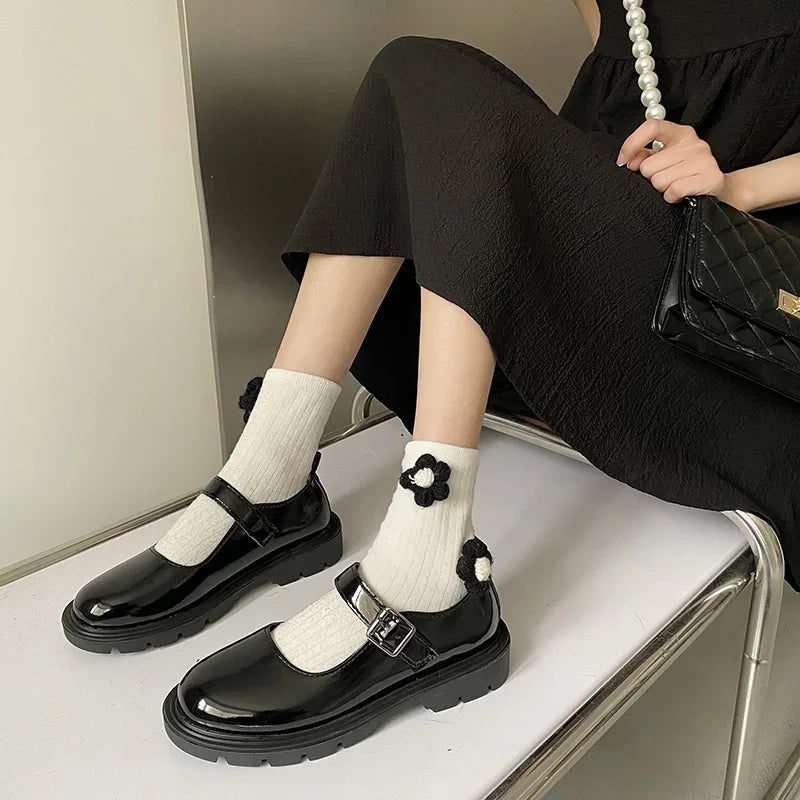 Shoes for Women 2023 Vintage Round Toe Black Mary Jane Shoes Sweet Girls High Heel Platform Lolita Shoes Size 44 Women's Shoes