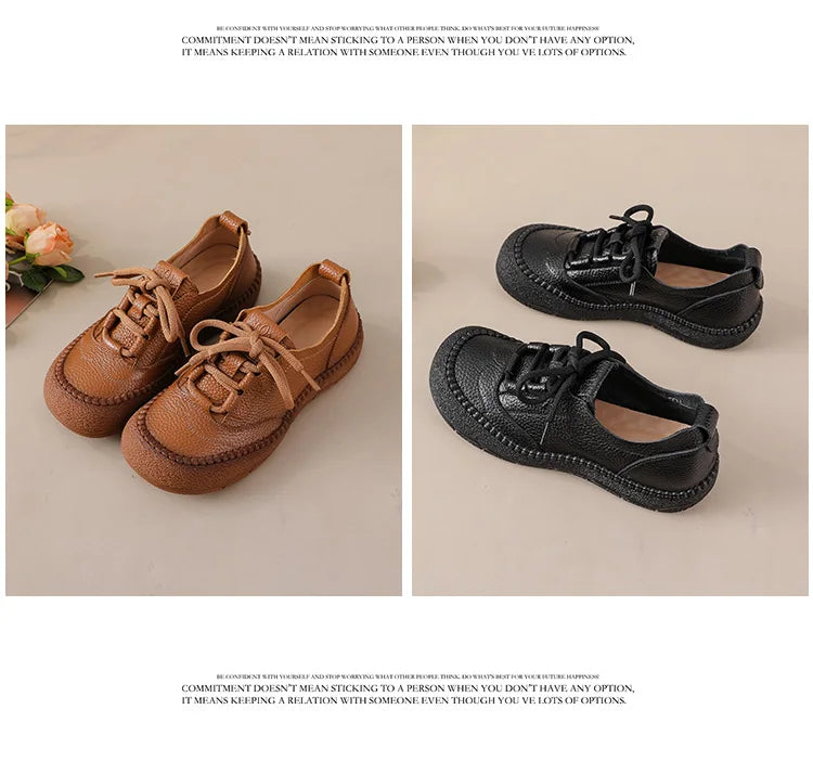 New real leather handmade shoes for women all season oxfords flats woman laced up moccasins cozy mom boat shoes round toe flats