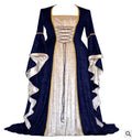 Halloween Women 3XL Plus Size Medieval Retro Court Princress Cosplay Costume Long Dress Elegant Witch Square Collar Masquerade