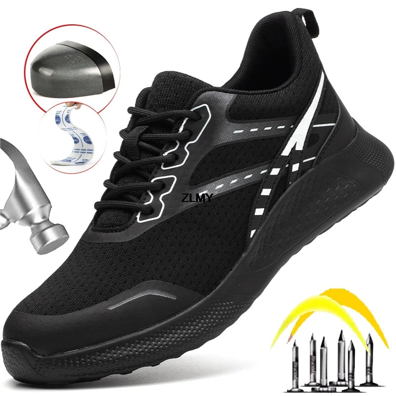 ZLMY New Women Safety Shoes Steel Toe Sneaker Lightweight Work Shoes Puncture Proof Work Safety Boots Woman Men Security Boots
