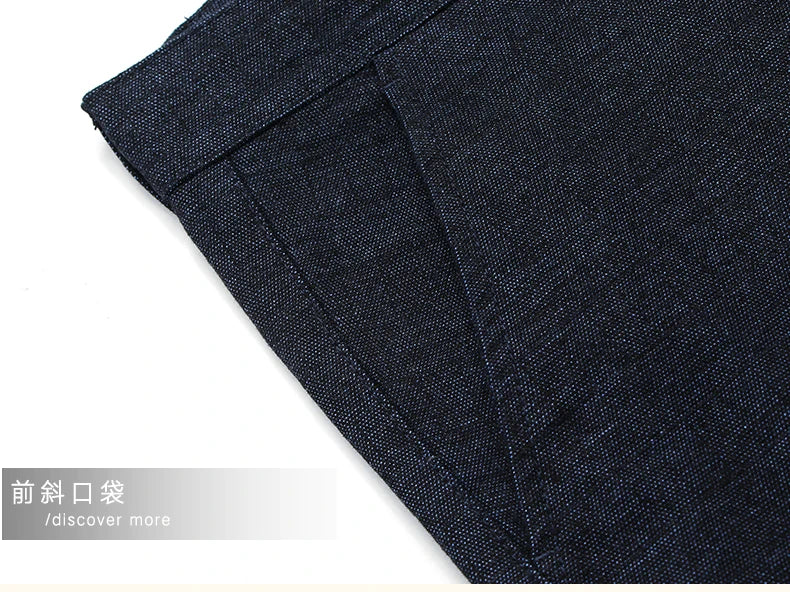 Autumn Brand Clothes Men's Suit Trousers Cotton Loose Straight Pants for Male High Waist Elastic Black Casual Formal Pant Man