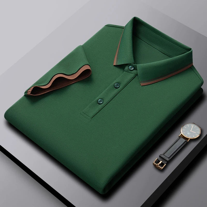 GAAJ Business Polo Shirt Men,Casual Brand Tops,Striped Collar T shirt,High Quality Cotton Tee,Social Poloshirt,Menswear Clothes