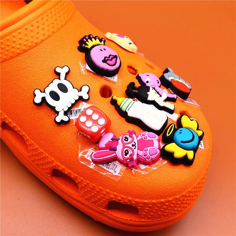 Single Sale 1pcs PVC Shoe Charms Cute Rabbit Baby Bottle Sieve Shoe Accessories Clips Shoe Buckle Decorations fit Kids X-mas