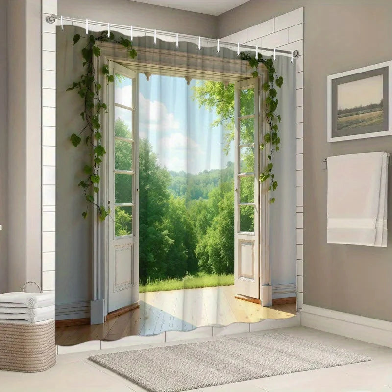 Enchanted Forest View Waterproof Shower Curtain for Bathroom Decor